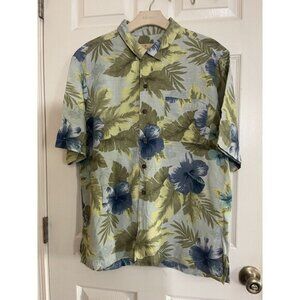Havana Jacks Cafe Men’s Shirt Large Hawaiian Silk Short Sleeve Floral Button Up